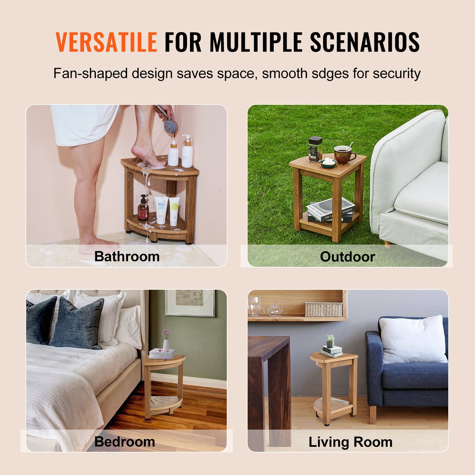 Corner Shower Bench For Bathroom And Living Room With Storage Shelf_voghion.com